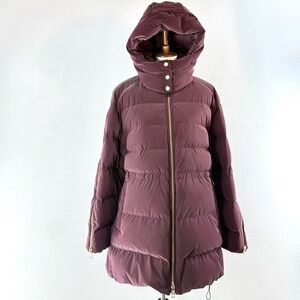 Athleta Dark Maroon Alicia Keys Luxe Long Puffer Down Jacket